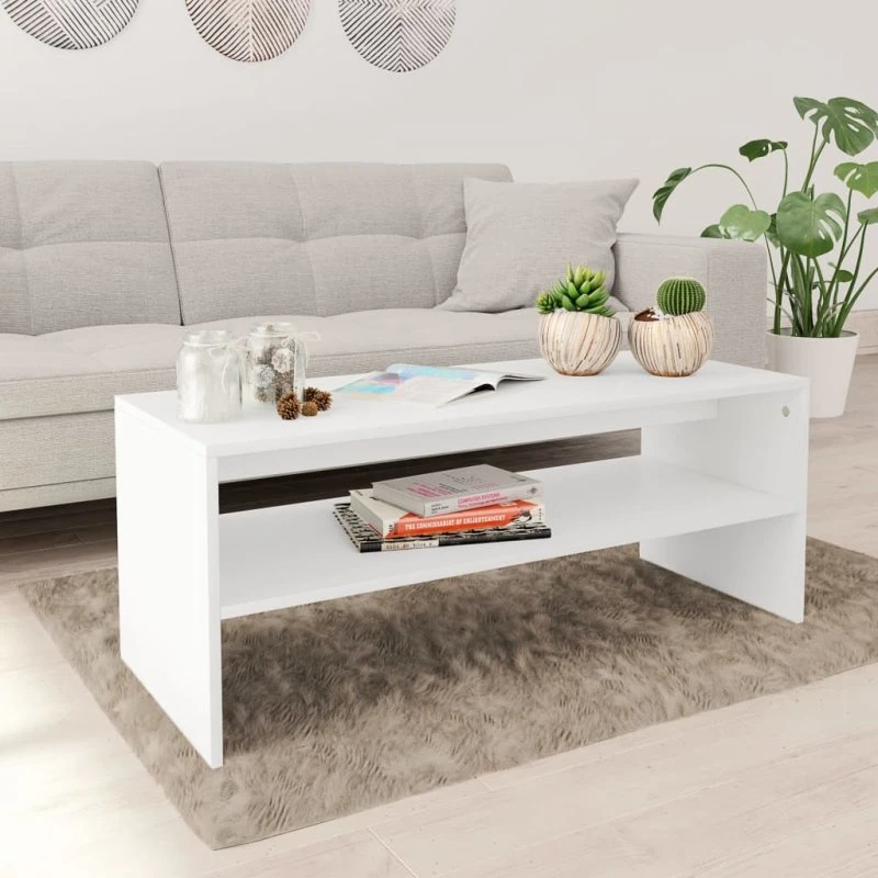 vidaXL sofabord 100x40x40 cm hvid konstrueret træ