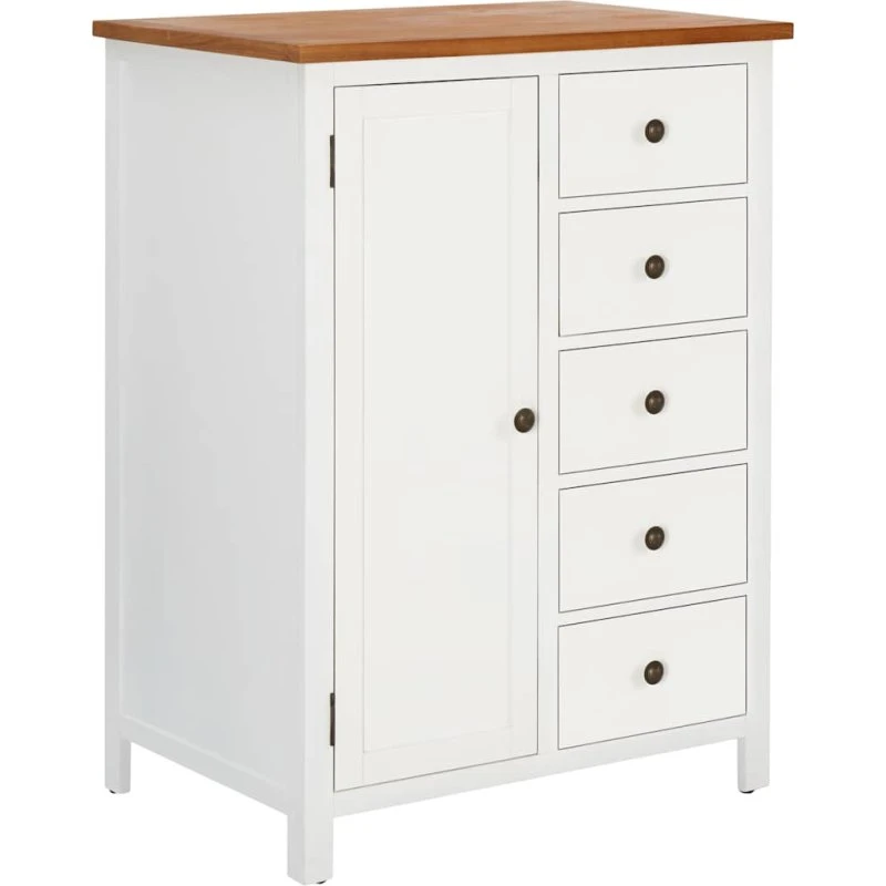 vidaXL Klædeskab 76x52x105 cm, Hvid/Egetræ