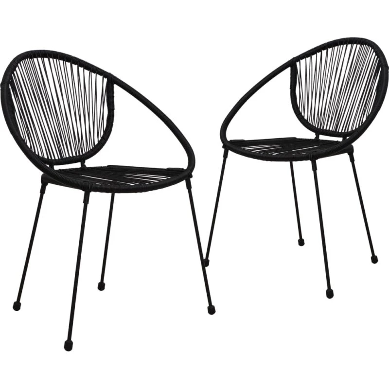 vidaXL Havestole 2 stk. Sort Polyrattan, Stabelbar