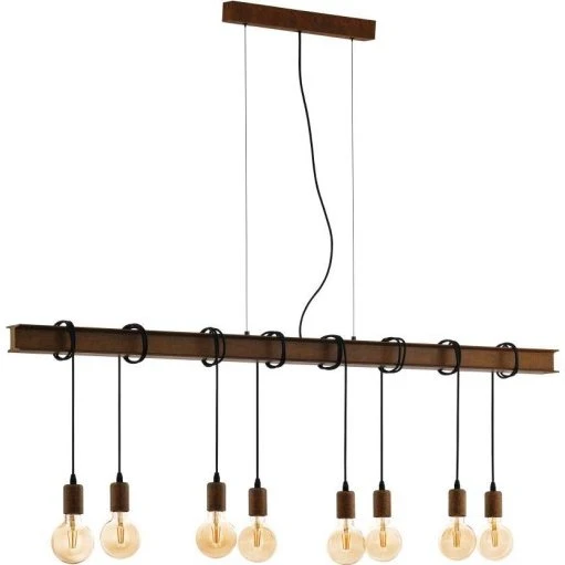 Eglo Townshend 4 langbordspendel, 8 lamper, rustfarvet