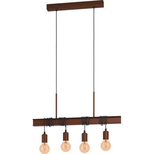 Eglo Townshend 4-lampe rustik langbordspendel, antikbrun