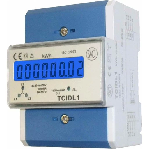 Elmåler - Smal 3faset digital bimåler 80A 4 modul