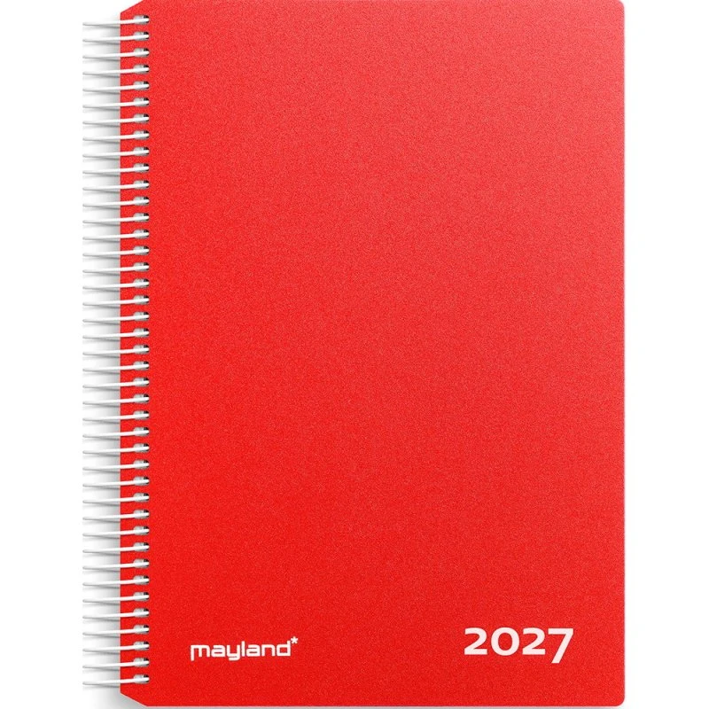 Mayland Timekalender rød PP-plast 2027, 17 x 23,5 cm