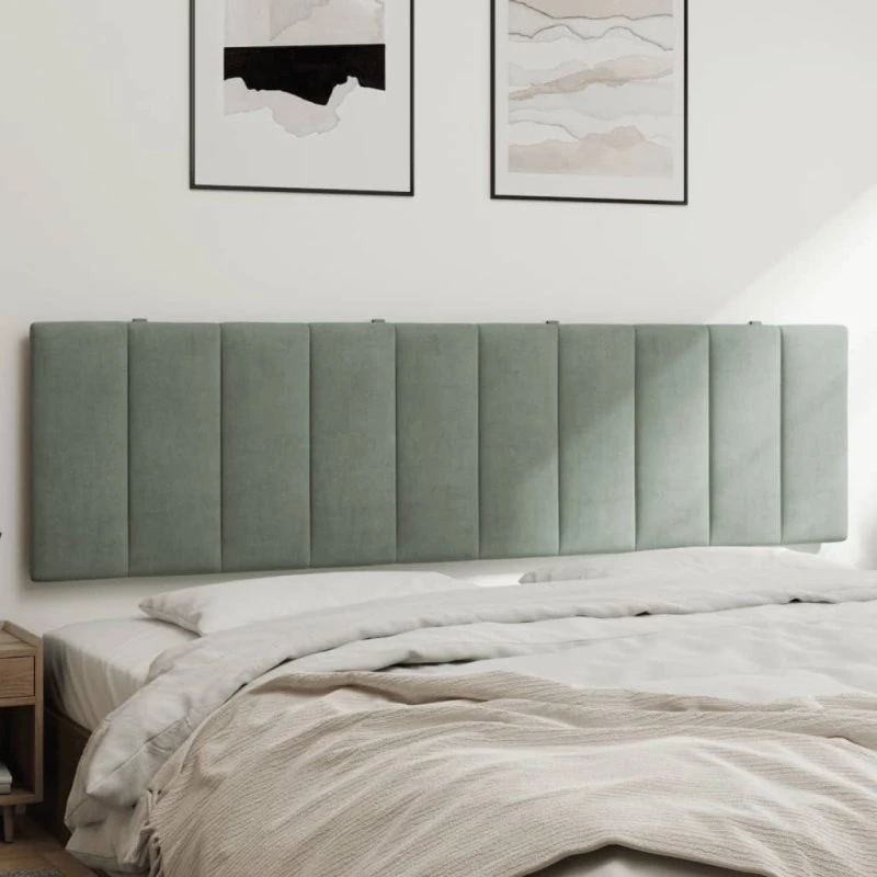 vidaXL Hanko 183 cm gavlpude lysegrå velour