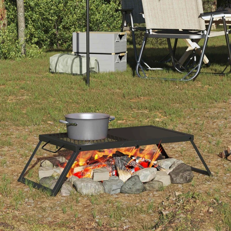 vidaXL Foldbar Campinggrill, Sort, 31,5 x 26,5 x 4 cm, Legeret Stål