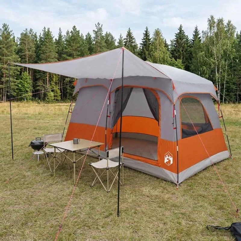 vidaXL Familietelt Grå/Orange 380x260x190 cm