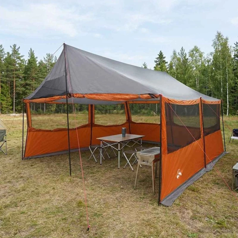 vidaXL Familietelt Grå/Orange 450x400x265 cm