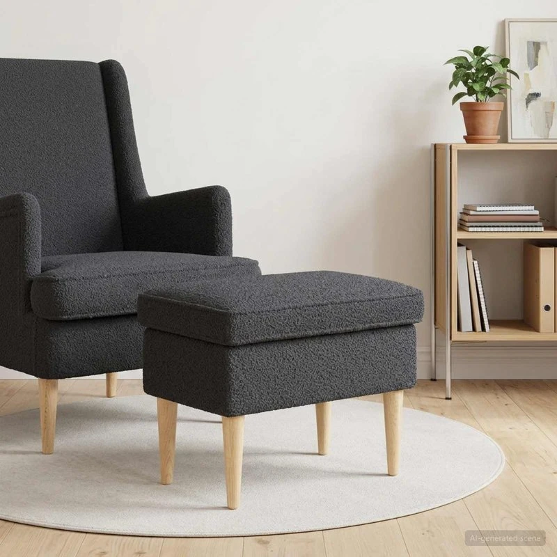 vidaXL Fodskammel Mørkegrå 55 x 35 x 41 cm Bouclé