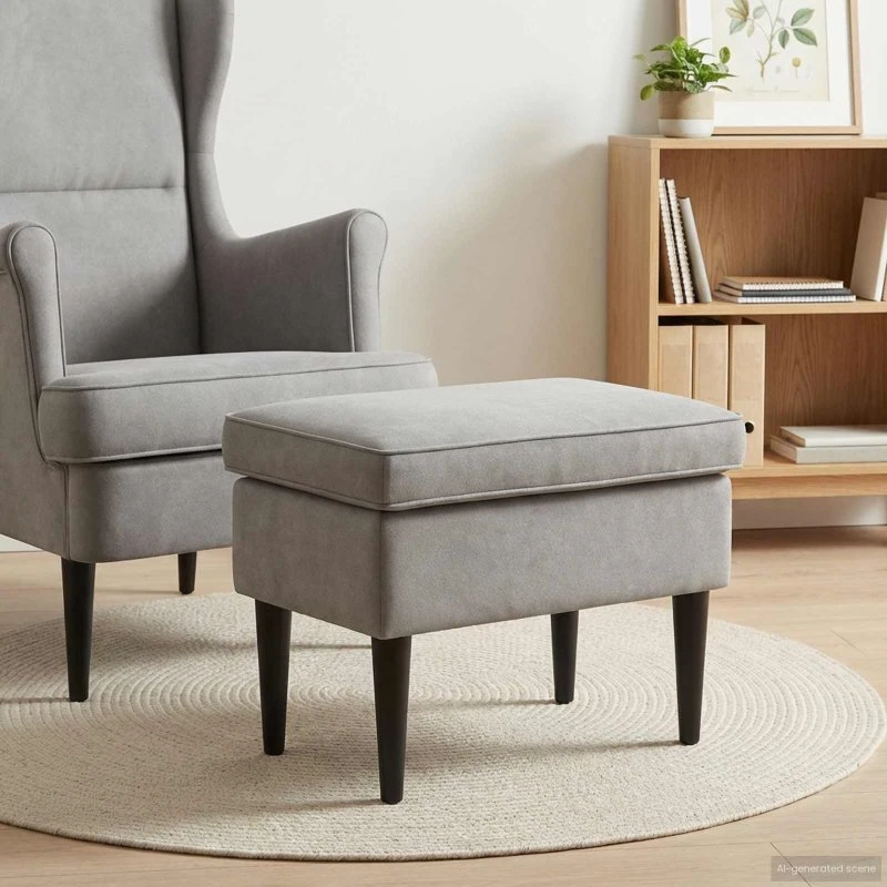 vidaXL Fodskammel Lysegrå 55 x 35 x 41 cm i Fløjl