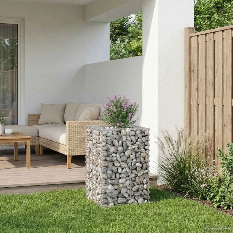 vidaXL Gabion Højbed Sølv 50x50x80 cm