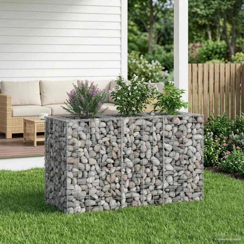 vidaXL Gabion Højbed Sølv 130x50x80 cm