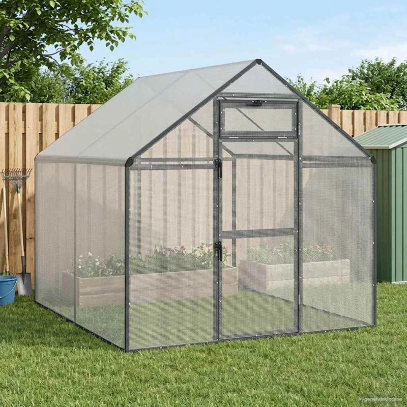 vidaXL Fuglebur Antracit 181,5 x 221 x 173,5 cm Svejset Trådnet