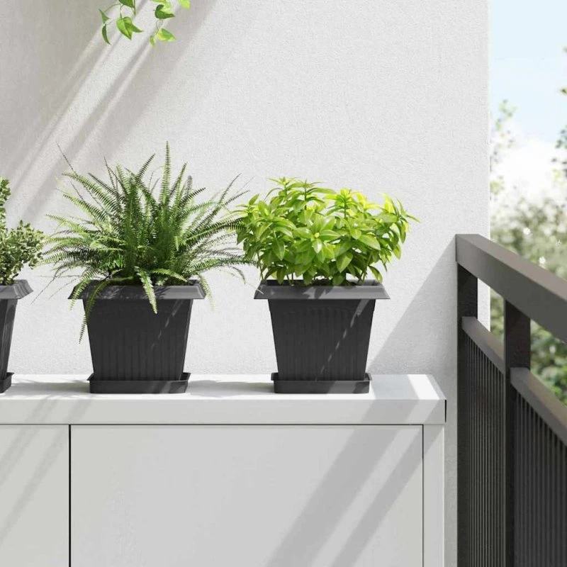 vidaXL Firkantet Blomsterbakke 24 stk, Sort 15 x 15 x 2 cm Plastik