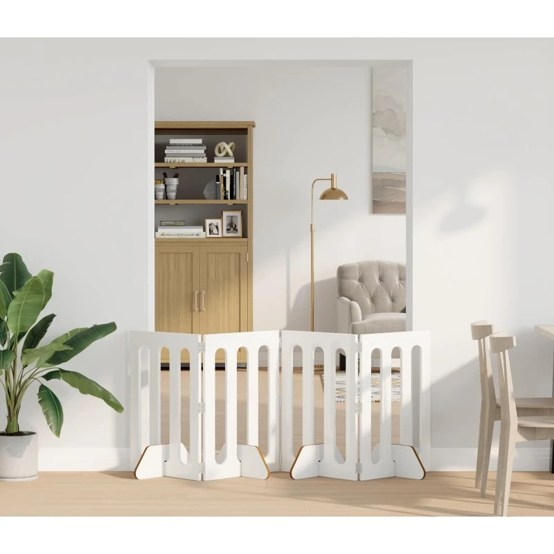 vidaXL Foldbar Hundegård 4 Paneler Højglans Hvid 201 x 38 x 70 cm