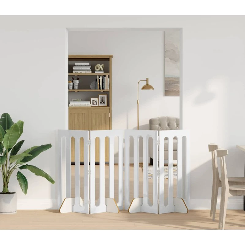 vidaXL Foldbar Hundegård 4 Paneler Højglans Hvid 201x38x90 cm
