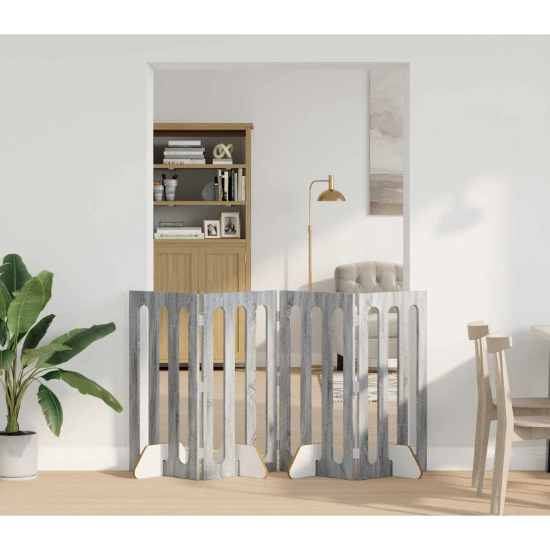 vidaXL Foldbar Hundegård 4 Paneler Grå Sonoma 201 x 38 x 90 cm