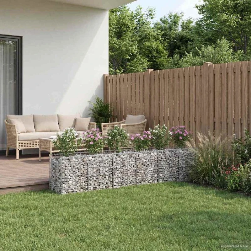 vidaXL Gabion højbed 2 pcs Sølv
