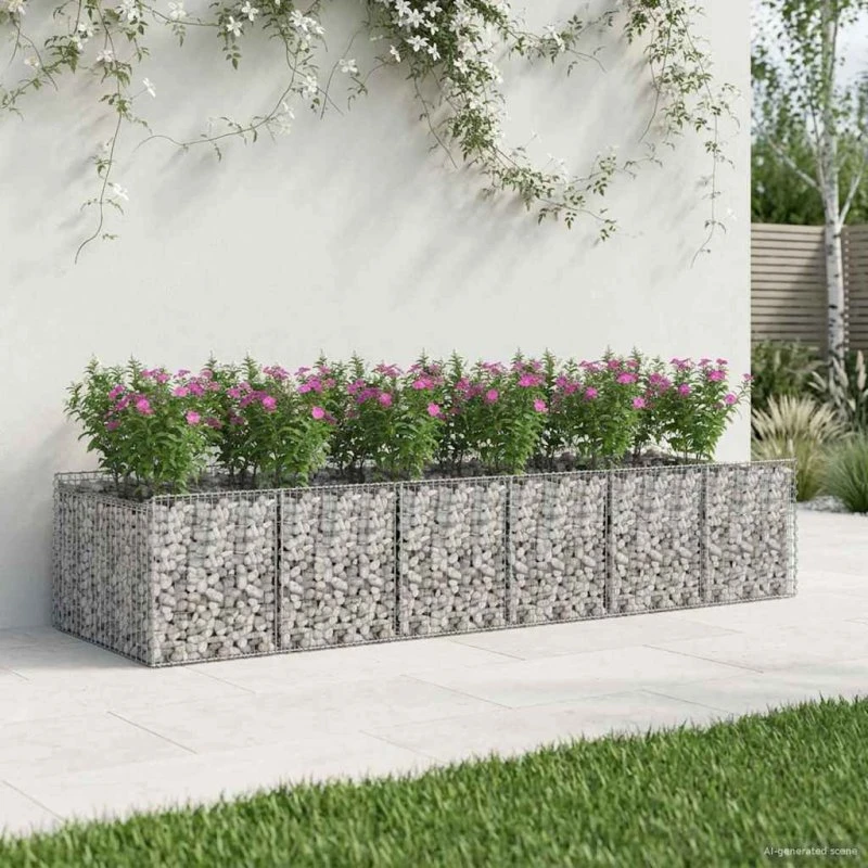 vidaXL Gabion højbed 2 pcs Sølv