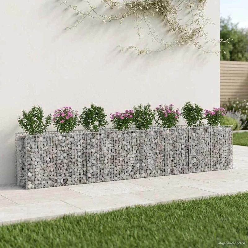 vidaXL Gabion højbed 3 stk Sølv