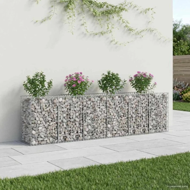 vidaXL Gabion Højbed 2 pcs Sølv