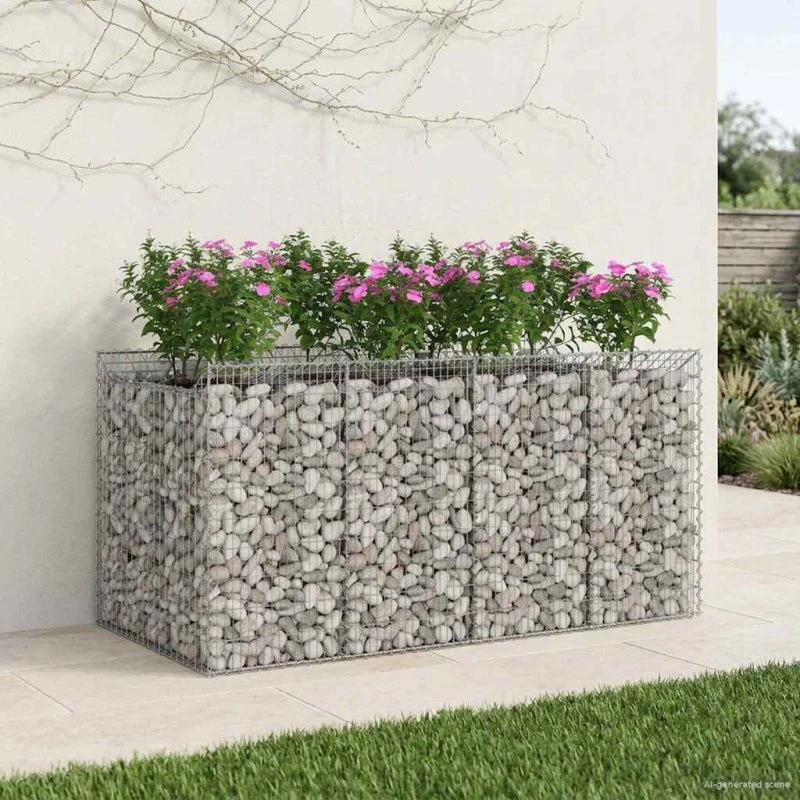 vidaXL Gabion højbed 2 pcs Sølv