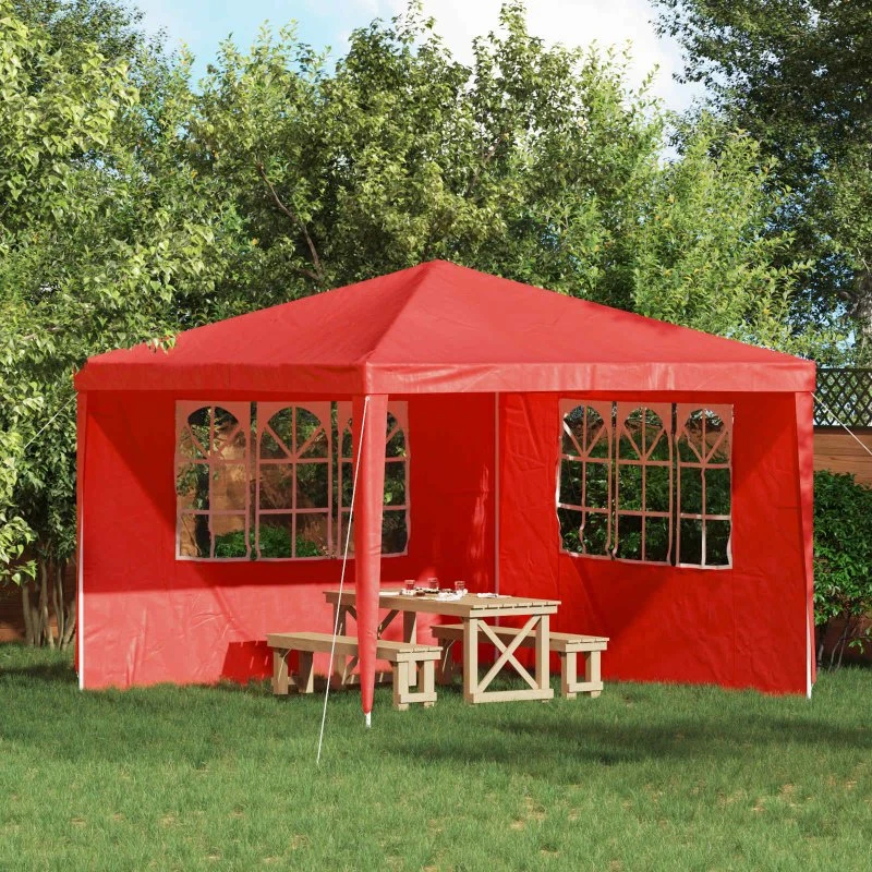 vidaXL Festasidevæg 2 stk 300 x 195 cm Rød PE og Stål