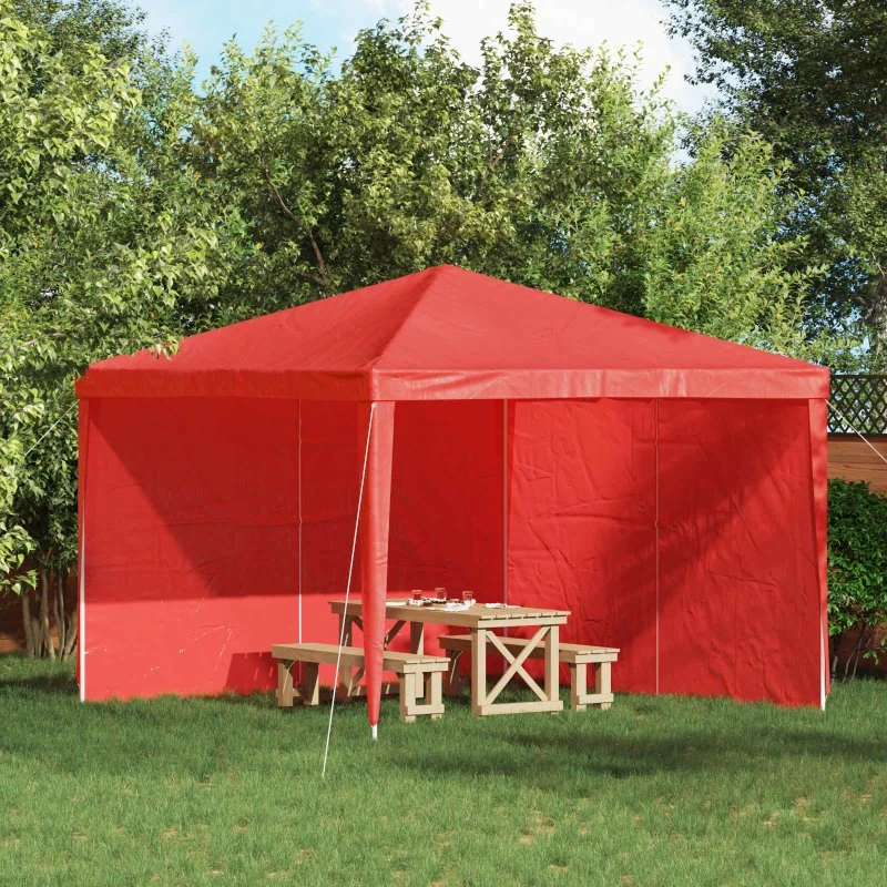 vidaXL Festasidevæg 2 stk Rød 300 x 195 cm PE & Stål