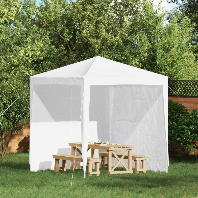 vidaXL Festasidevæg 2 stk Hvid 200 x 195 cm PE & Stål
