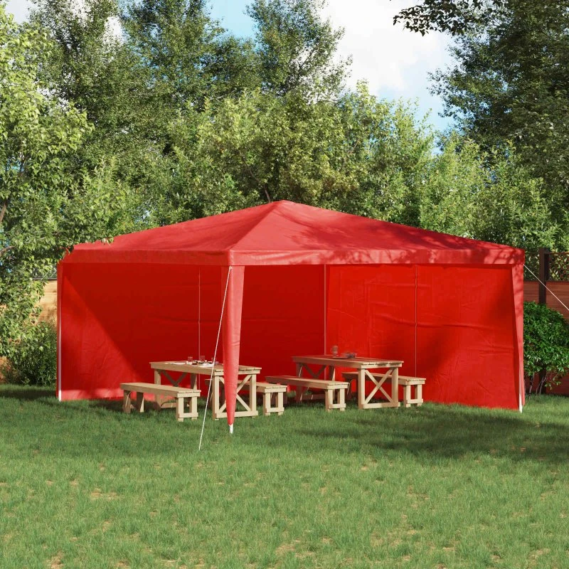 vidaXL Festasidevæg 2 stk Rød 400 x 195 cm PE og stål