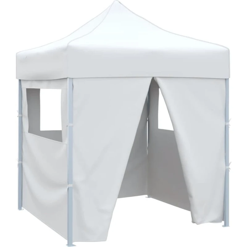 vidaXL foldbart festtelt 2x2 m med 4 sidevægge, stålramme, hvid