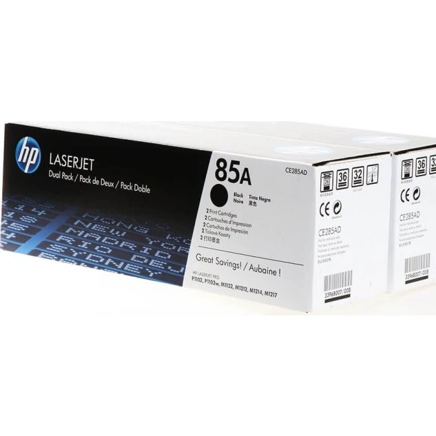 HP 85A CE285AD 2-pak Sort, 3200 sider