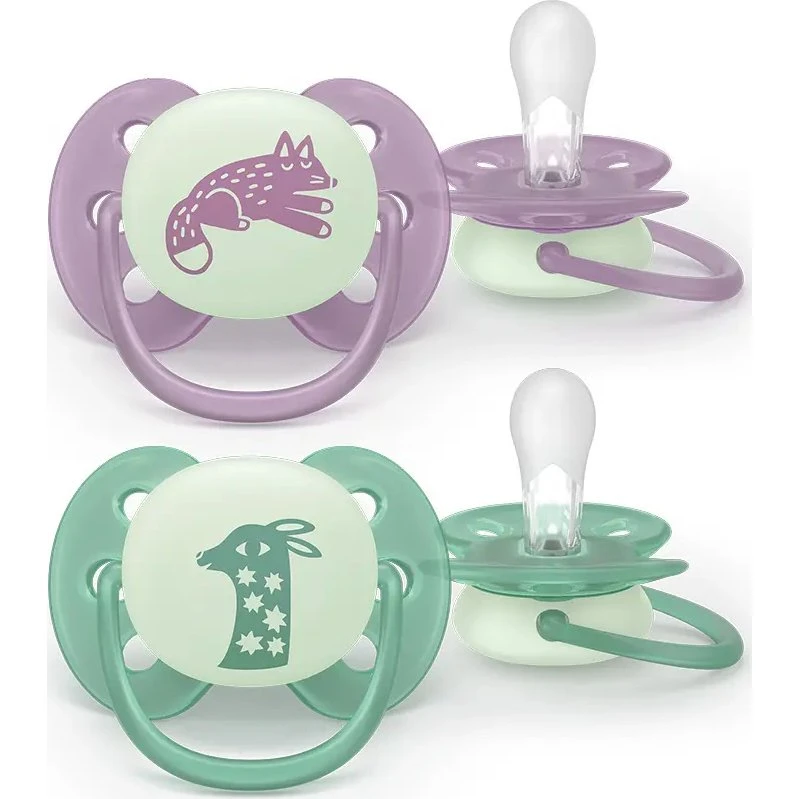 Philips Avent Ultra Soft Nighttime Sut 6-18 mån, Grøn/Lilla
