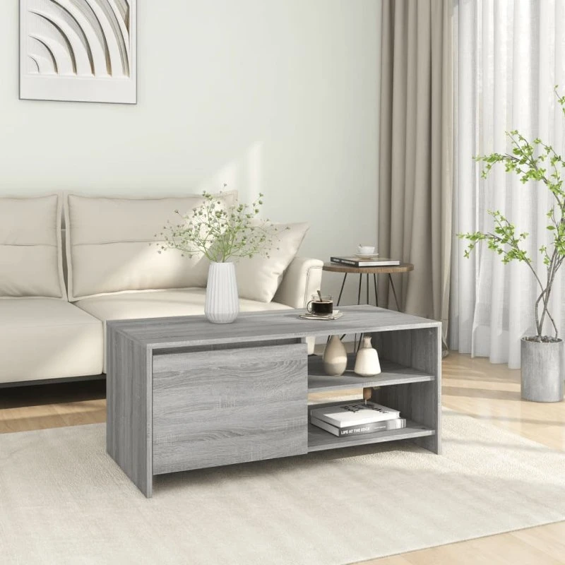 vidaXL Sofabord 102x50x45 cm Grå Sonoma-Eg Konstrueret Træ