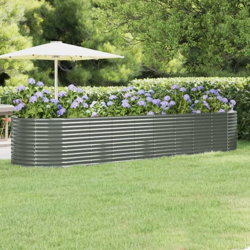 vidaXL Plantekasse 396x100x68 cm galvaniseret stål grå
