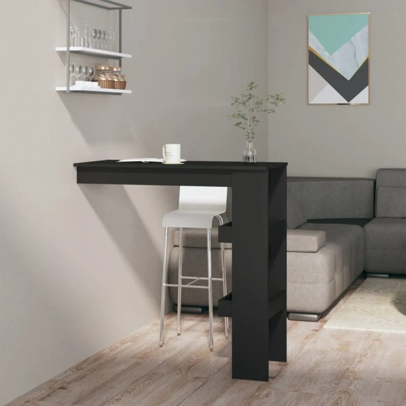 vidaXL Vægmonteret Barbord 102x45x103,5 cm Sort