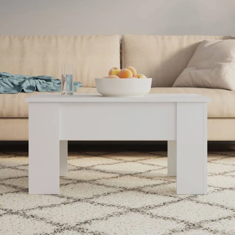 vidaXL sofabord 79x49x41 cm hvid konstrueret træ med løftetop