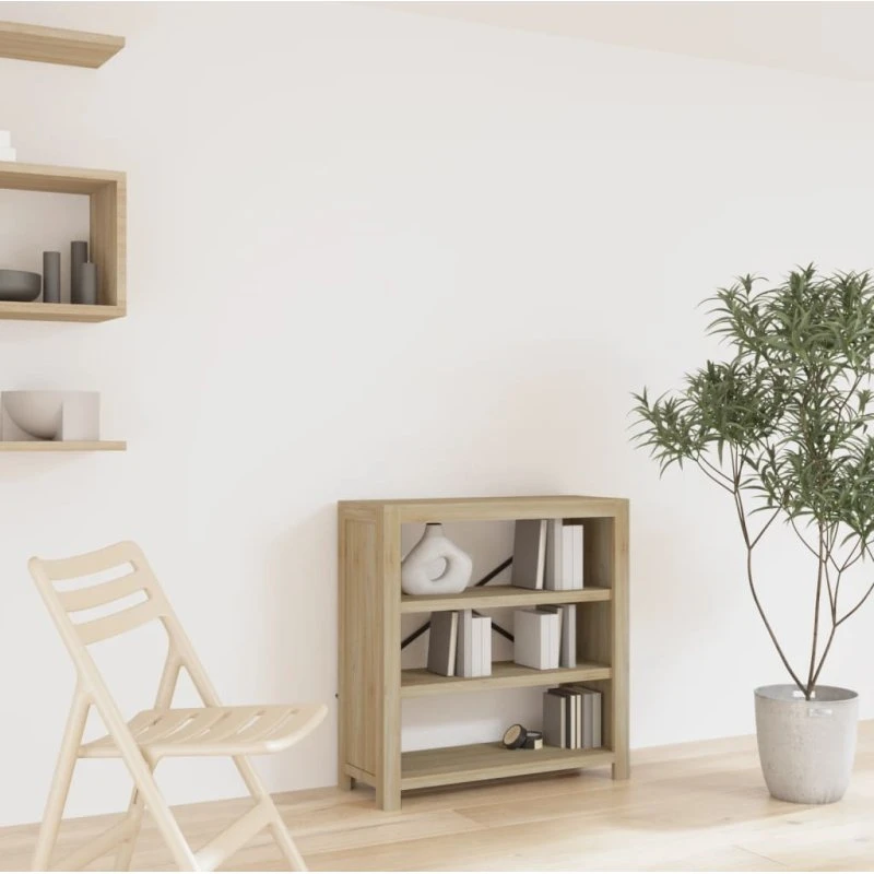 vidaXL Bogreol med 3 hylder 80x30x80 cm i massivt akacietræ