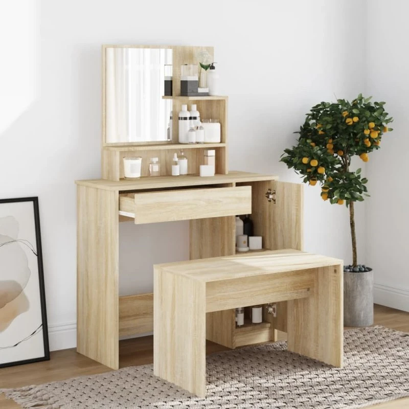 vidaXL Konsolbordsæt 86,5x35x136 cm Sonoma-eg