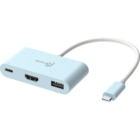 J5 USB-C multiadapter med USB-A og HDMI, blå
