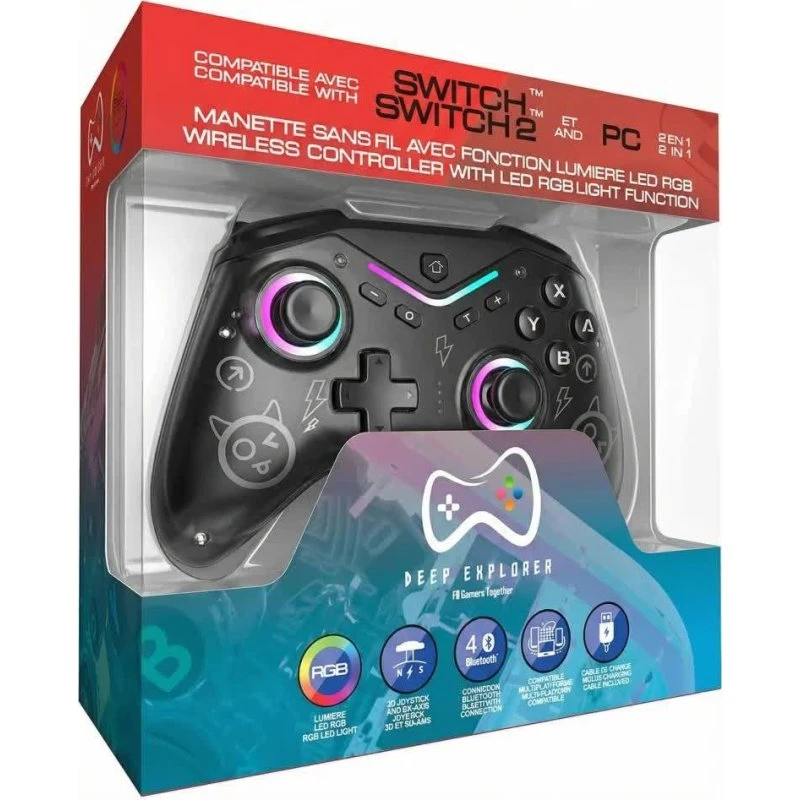 Deep Explorer Spark Trådløs Controller, Sort til Nintendo Switch og Switch 2