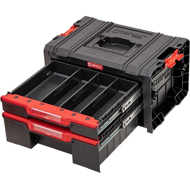 QBRICK System PRO Drawer 2 Toolbox 2.0, 2 skuffer, sort/rød, 460x320x260 mm