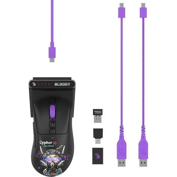 A4Tech Bloody R73 Ultra Duo Cypher Ghost Trådløs Gaming-Mus i Lilla