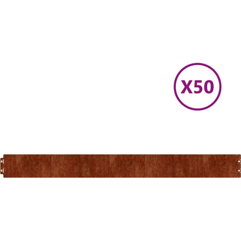vidaXL plænekanter 50 stk. 10x103 cm cortenstål
