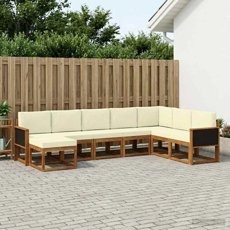 vidaXL Udendørs Sofagruppe 8 pcs Naturlig/Fløde Akacietræ