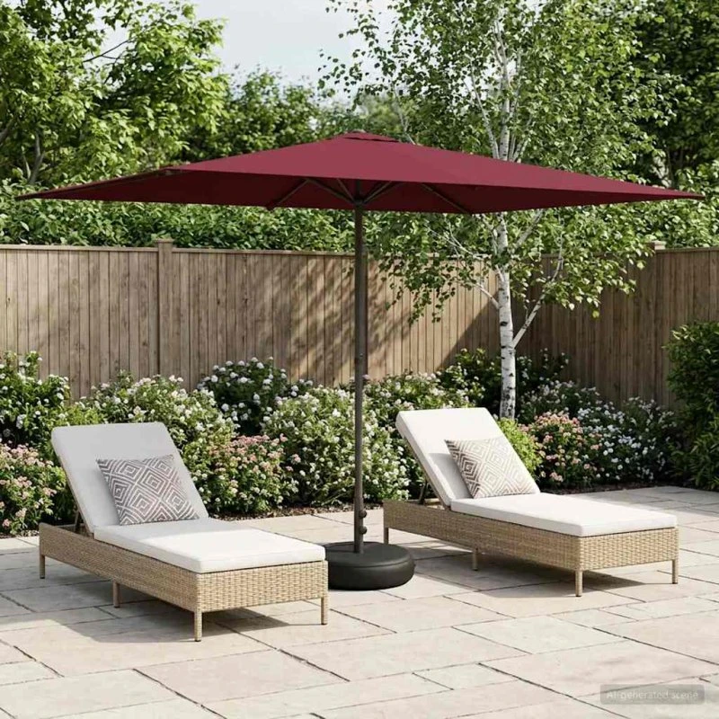 vidaXL Haveparasol 200x300 cm, rektangulær, bordeaux rød