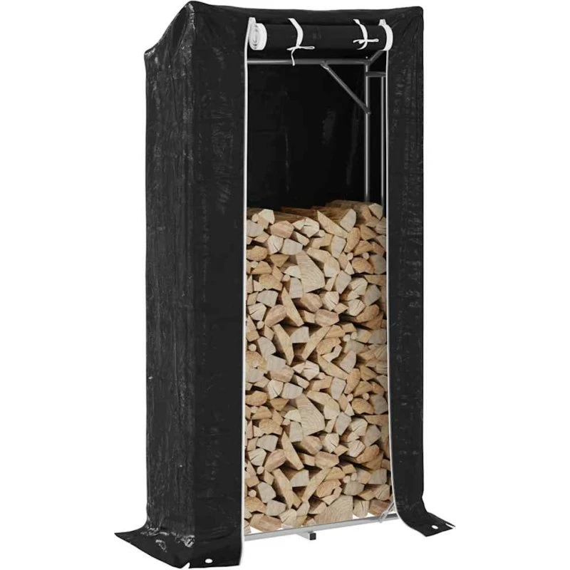 vidaXL Brændestativ med Regnslag 100x40x200 cm, Galvaniseret Stål