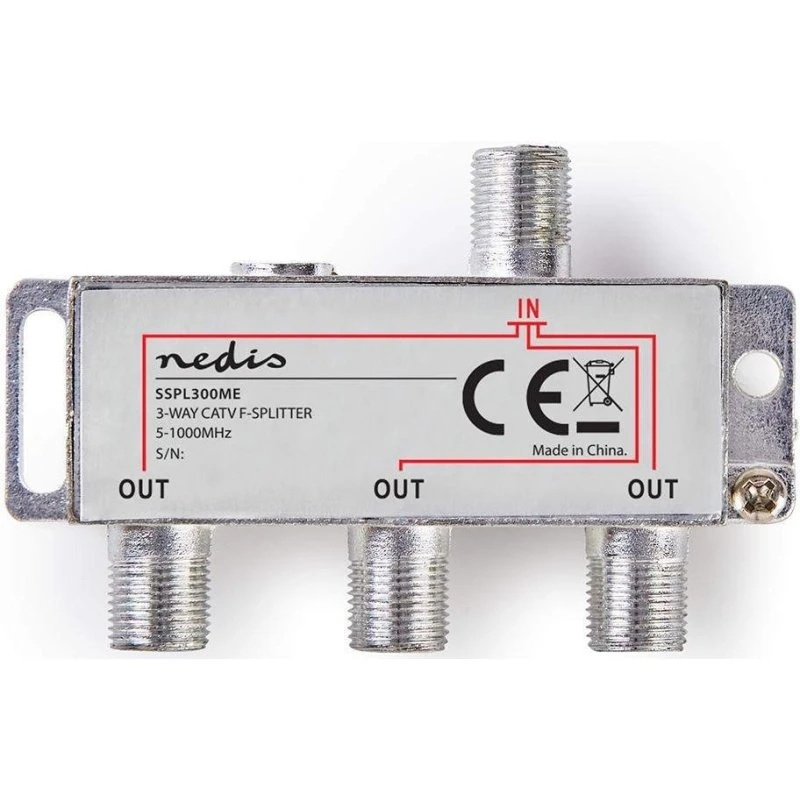 Nedis Aerial Splitter 3-vejs 75 Ohm