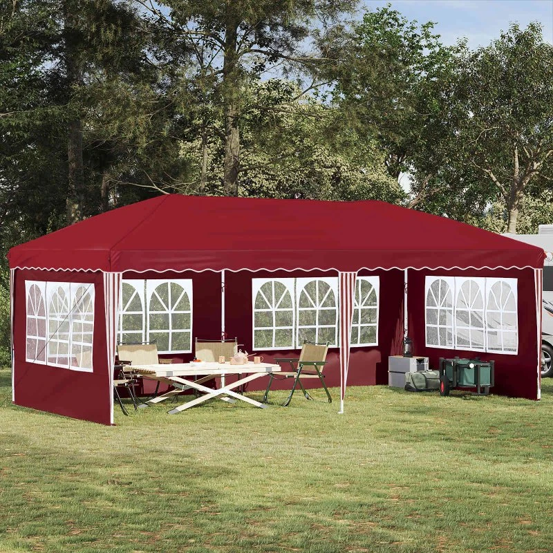 vidaXL Pop-up Festtelt 575 x 289 x 245 cm Bordeaux, højdejusterbart