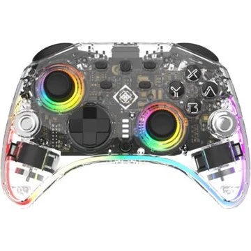 Deltaco GAM-198-T Trådløs Controller, Transparent, RGB, til Nintendo Switch & PC