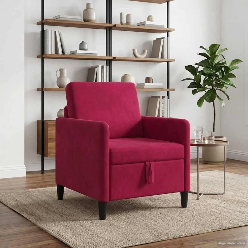 vidaXL Sofa med opbevaring, vinrød, 72 x 78 x 87 cm